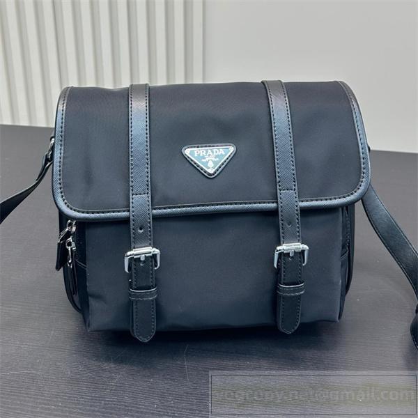 PRADA スーパーコピー ショルダーバッグ ナイロン レザー トリム ダブルバックル プラダ