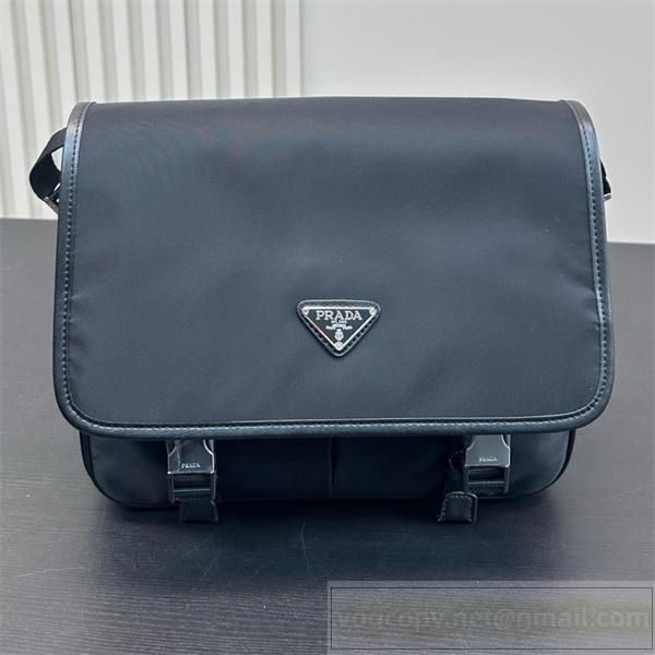 プラダ コピー ショルダーバッグ ナイロン レザー トリム ダブルバックル PRADA