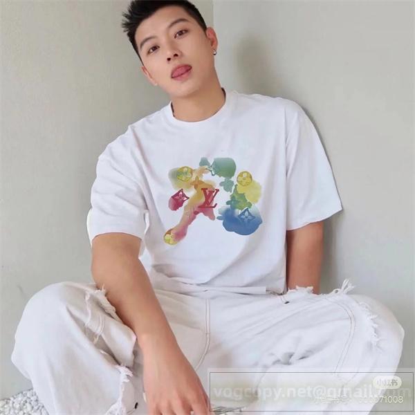 ルイヴィトン スーパーコピー Tシャツ 水彩風 LV モノグラム カラフルアート プリント LOUIS VUITTON