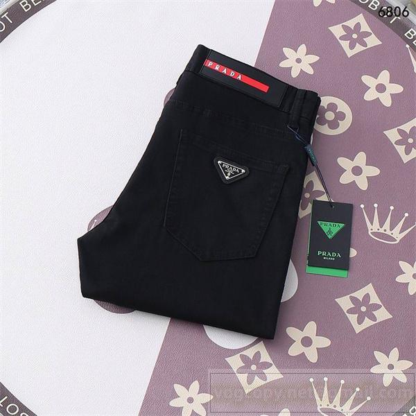 PRADA スーパーコピー デニムパンツ スリムフィット×レッドラインタグ 洗練されたデザイン プラダ