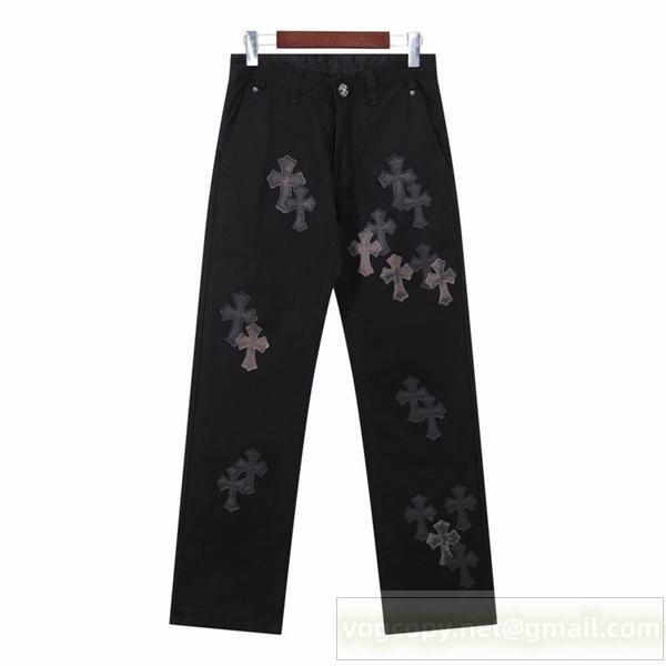クロムハーツ スーパーコピー ジーンズ クロスレザーパッチ×ストレートシルエット シックで洗練 CHROME HEARTS