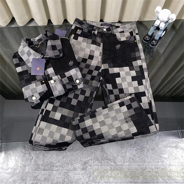 ルイヴィトン スーパーコピー デニムパンツ モノクロピクセル柄 ワイドシルエット 高級感漂う LOUIS VUITTON