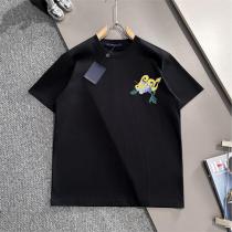 LOUIS VUITTON コピー Tシャツ フローラルロゴ刺繍 ホワイト＆ブラック ルイヴィトン
