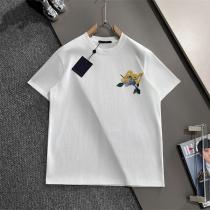 LOUIS VUITTON コピー Tシャツ フローラルロゴ刺繍 ホワイト＆ブラック ルイヴィトン