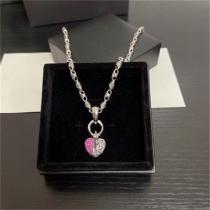大人気！CHROME HEARTS コピー ネックレス ハートモチーフ ピンクストーン シルバー クロムハーツ