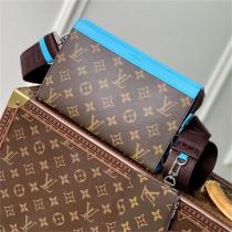 ルイヴィトン 偽物 ショルダーバッグ モノグラムキャンバス×ブルートリム 高級感 LOUIS VUITTON
