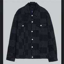 LOUIS VUITTON コピー セットアップ ブラックデニム×ダミエモノグラム パールボタン付き ルイヴィトン