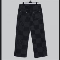 LOUIS VUITTON コピー セットアップ ブラックデニム×ダミエモノグラム パールボタン付き ルイヴィトン