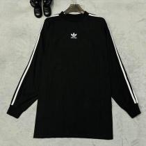 バレンシアガ コピー×アディダス ロングスリーブTシャツ スリーストライプ×トレフォイルロゴ BALENCIAGA