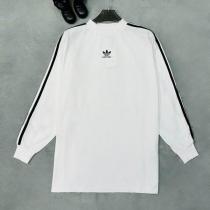 バレンシアガ コピー×アディダス ロングスリーブTシャツ スリーストライプ×トレフォイルロゴ BALENCIAGA
