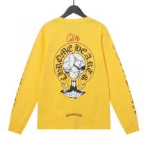 クロムハーツ 偽物 長袖Tシャツ イエロー×スカルホースシューロゴ CHROME HEARTS