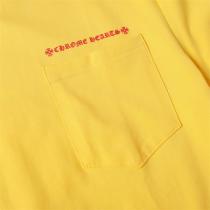 クロムハーツ 偽物 長袖Tシャツ イエロー×スカルホースシューロゴ CHROME HEARTS