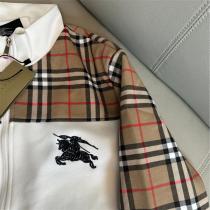 バーバリー 偽物 トラックジャケット ホワイト×クラシックチェック 洗練デザイン BURBERRY