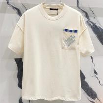 LOUIS VUITTON 偽物 Tシャツ チェック柄パイピング×刺繍ポケット ルイヴィトン