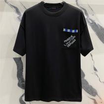 LOUIS VUITTON 偽物 Tシャツ チェック柄パイピング×刺繍ポケット ルイヴィトン
