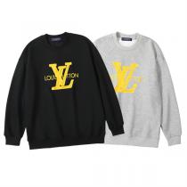 LOUIS VUITTON コピー トレーナー ブラック コットン イエロー立体LVロゴ スポーティ ルイヴィトン