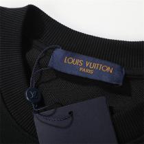 LOUIS VUITTON コピー トレーナー ブラック コットン イエロー立体LVロゴ スポーティ ルイヴィトン