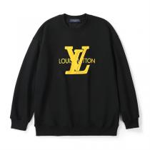 LOUIS VUITTON コピー トレーナー ブラック コットン イエロー立体LVロゴ スポーティ ルイヴィトン