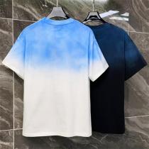 PRADA コピー Tシャツ グラデーション ブラック×ネイビー 左胸 ロゴ プラダ
