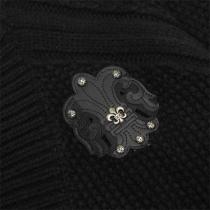 CHROME HEARTS スーパーコピー カーディガン ウール フルール・ド・リス レザーパッチ クロムハーツ