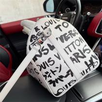ルイヴィトン 偽物 ボストンバッグ ホワイト レザー モダン ロゴプリント ゴールド LOUIS VUITTON