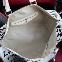ルイヴィトン 偽物 ボストンバッグ ホワイト レザー モダン ロゴプリント ゴールド LOUIS VUITTON