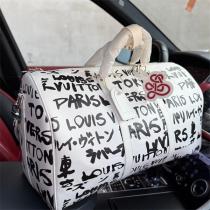 ルイヴィトン 偽物 ボストンバッグ ホワイト レザー モダン ロゴプリント ゴールド LOUIS VUITTON