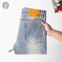 クロムハーツ スーパーコピー ジーンズ ヴィンテージウォッシュデニム クロス刺繍×ブランドロゴ CHROME HEARTS