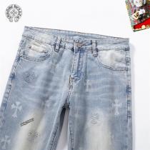 クロムハーツ スーパーコピー ジーンズ ヴィンテージウォッシュデニム クロス刺繍×ブランドロゴ CHROME HEARTS