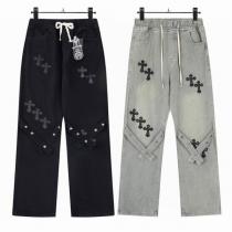 クロムハーツ 偽物 ジーンズ クロスパッチ×ヴィンテージ加工 ドローコード仕様 CHROME HEARTS