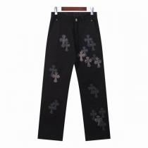 クロムハーツ スーパーコピー ジーンズ クロスレザーパッチ×ストレートシルエット シックで洗練 CHROME HEARTS