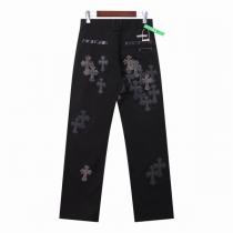 クロムハーツ スーパーコピー ジーンズ クロスレザーパッチ×ストレートシルエット シックで洗練 CHROME HEARTS
