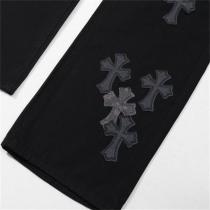クロムハーツ スーパーコピー ジーンズ クロスレザーパッチ×ストレートシルエット シックで洗練 CHROME HEARTS