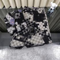 ルイヴィトン スーパーコピー デニムパンツ モノクロピクセル柄 ワイドシルエット 高級感漂う LOUIS VUITTON