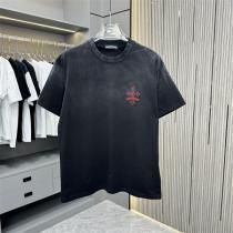 クロムハーツ 偽物 Tシャツ ブラック×レッドクロス刺繍 ストリートラグジュアリー CHROME HEARTS