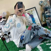 CHROME HEARTS コピー 長袖Tシャツ ライトブルーロゴ＆ホースシュー シンプル×高級感 クロムハーツ