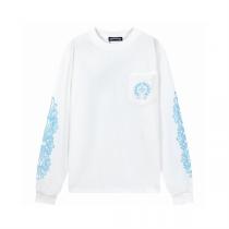 CHROME HEARTS コピー 長袖Tシャツ ライトブルーロゴ＆ホースシュー シンプル×高級感 クロムハーツ