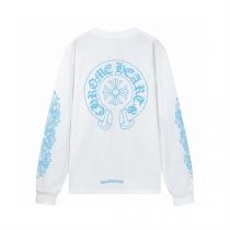 CHROME HEARTS コピー 長袖Tシャツ ライトブルーロゴ＆ホースシュー シンプル×高級感 クロムハーツ