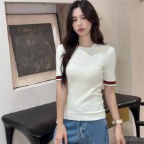 Gucc1 コピー Tシャツ ロゴ＆ストライプ 人気 新作 シンプル ストライプ エレガント Gucc1