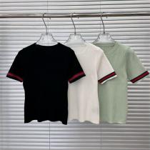 Gucc1 コピー Tシャツ ロゴ＆ストライプ 人気 新作 シンプル ストライプ エレガント Gucc1