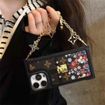 ルイヴィトン スーパーコピー スマホケース 花柄 ゴールドチェーン エレガント 高級感 LOUIS VUITTON