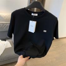CELINE スーパーコピー Tシャツ シンプルエレガント ロゴ刺繍 コットン素材 カジュアル ラグジュアリー セリーヌ