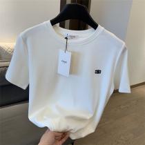 CELINE スーパーコピー Tシャツ シンプルエレガント ロゴ刺繍 コットン素材 カジュアル ラグジュアリー セリーヌ