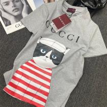 Gucc1 スーパーコピー Tシャツ キャラクター猫 イラスト ロゴ デザイン カジュアル ユニーク Gucc1