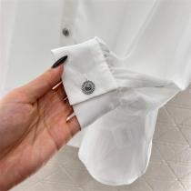 CH コピー ホワイトシアーシャツ フリル襟 透け感 上品光沢 軽やかな素材 CH 
