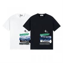 ストーンアイランド 偽物 Tシャツ グラフィック カラフル ペイント風デザイン ブランドロゴ モダン アート感 STONE ISLAND