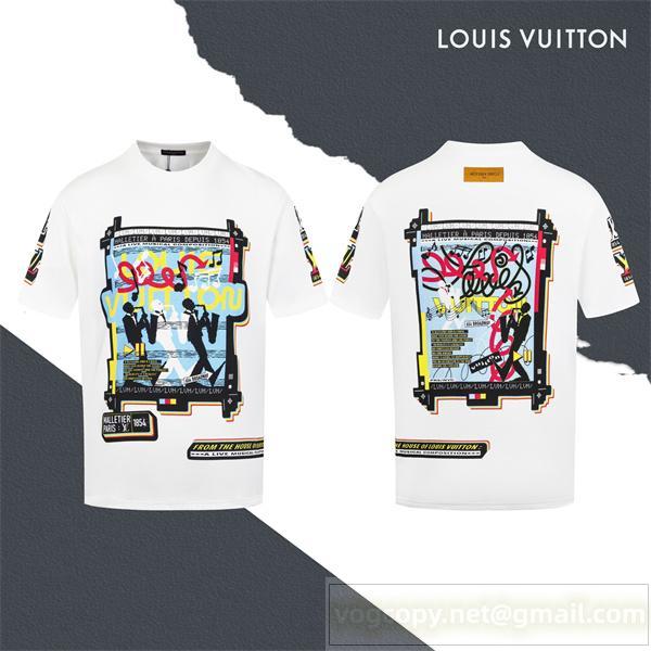 ルイヴィトン 偽物 半袖Tシャツ グラフィティ風アートデザイン ストリートスタイル LOUIS VUITTON