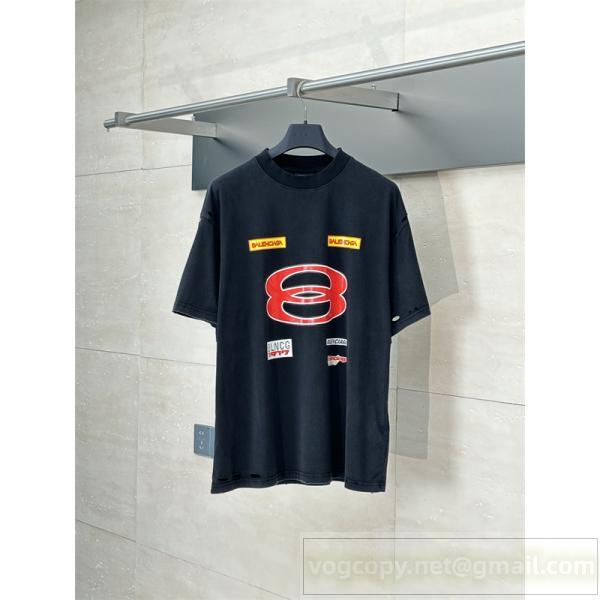 BALENCIAGA スーパーコピー 半袖Tシャツ レーシング風グラフィック ヴィンテージ加工 バレンシアガ