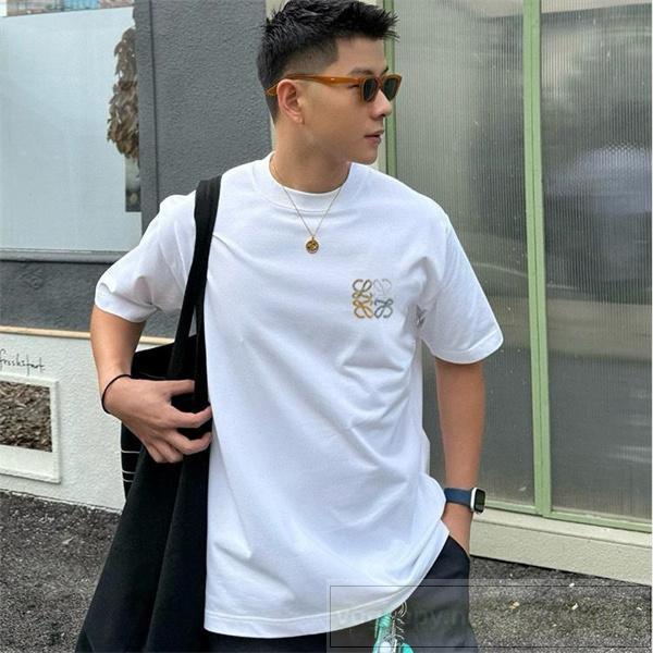 ロエベスーパーコピー Tシャツ クラシックロゴ刺繍デザイン 人気