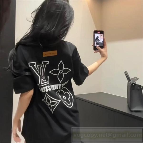 LOUIS VUITTON コピー Tシャツ モノグラム×四つ葉モチーフ 刺繍ロゴ入り ルイヴィトン